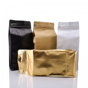 Chất lượng cao 100g 250g 500g 1kg đáy phẳng giấy nâu cà phê bằng hạt cà phê có van và ziplock